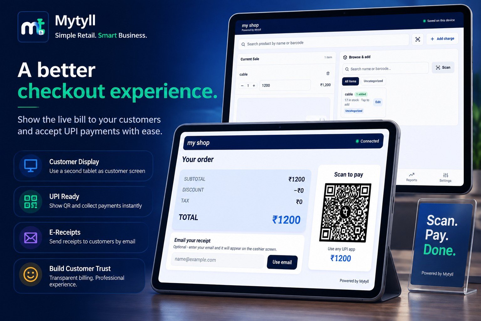 Mytyll customer display and checkout